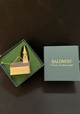 Vintage 1999 Baldwin 24k Gold Finished Brass New England Church Ornament NIB picture