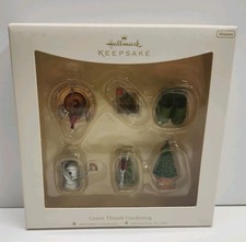 Hallmark Keepsake 2007 Green Thumb Gardening Set of 6 Miniature Ornaments Box picture