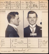 Antique 1913 San Francisco Mug Shot Arrest ID Card picture