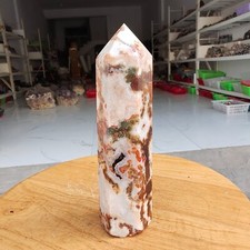 570g Natural red aquatic agate obelisk Quartz Crystal Point energy column W985 picture