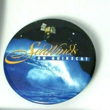 Vintage Pinback Button SeaWinds On Quikscat  microwave radar wind speed weather picture