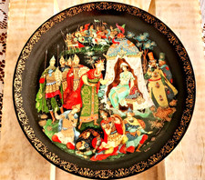 Vtg 1989 Palekh Russian Fairy Tales Plate Golden Cockerel Pushkin Bradex #2883 picture