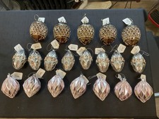 NWT Vintage 2010 Lot (20) PASQUESI Pink And Brown Blown Glass Xmas Ornaments picture