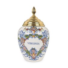 Royal Goedewaagen Delft Williamsburg VA Polychrome Tobacco Jar w/ Brass Lid picture