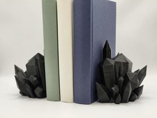Crystal Bookends Set of 2 Geometric Crystal Cluster Book Ends Shelf Decor Modern picture