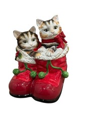 Fitz & Floyd Claws and Paws Christmas 2 kittens in Santa's Red Boots 2007 picture