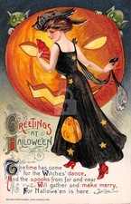 Halloween, Greetings at Halloween Vintage Reproduction Postcard picture