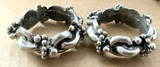 2 Vintage Signed LAZARO NY Pewter NAPKIN RINGS Ball & Chain Link Design picture