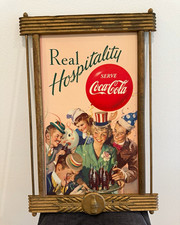 Coca-Cola 1952 Vintage Cardboard Real Hospitality (beautiful color) w/ frame picture