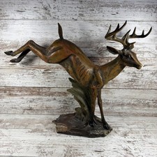 Large Buck Deer Statue Figurine Resin Faux Wood 15”x16.5” Fantastic Craft FR3382 picture