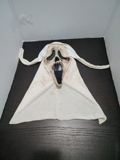 Vintage 1994 FUN WORLD DIV Ghostface Mask White Cotton Shroud Small Dot Glows picture