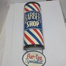 ​Open Road Brands Barber Shop Sign 3D Metal Barber Pole FlatTop Specialist Retro picture