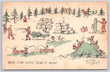 Fryeburg Antique Maine Postcard What Some People Think of Maine Humor 1908 picture