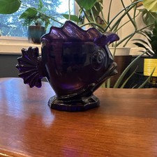 Vintage Fostoria Amethyst Fish Pattern Koi Purple Glass Kitsch picture