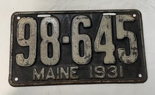 1931 Maine License Plate 98-645 Vintage Original Antique Automobile Plate picture