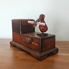 RARE Vintage Handmade Folk Art/ TRAMP ART Mechanical Cigarette Dispenser  picture