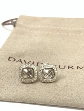 David Yurman Sterling Silver 7mm Albion Stud Earrings  White Topaz & Diamond picture