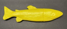 VIntage Xonex Plastic Fish Box Blow Mold Toy Bright Yellow Italy Container picture