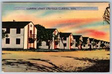 Laredo Army Airfield Texas Linen Postcard 1945 WWII Military Base Barracks picture