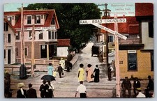 C1910 PROVINCETOWN STREET SCENE COMMERCIAL ST RR CROSSING CAPE COD MA POSTCARD picture
