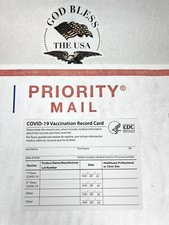 Priority Mail Express COVID-19 CDC Vaccination Blank Card Via USPS W/ Tracking # picture