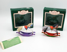 Set of 2 Hallmark Dated Ornaments Rocking Horse Collectors Series 1987 & 1988 picture
