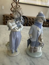 2 Lladro Figures With Boys And Their Dogs 1983 & 89 picture
