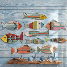 Yuntau 10 Pcs Fish Wall Decor Wooden Fish Wall Hanging Decor Stylish picture