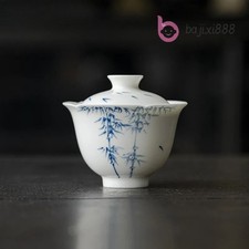120ml Ceramic Handpainted Bamboo Flower Mouth Gaiwan Tea Tureen Kungfu Teaware picture