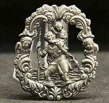 Super antique gorgeous St Christopher openwork cherubs Art Nouveau silver beauty picture