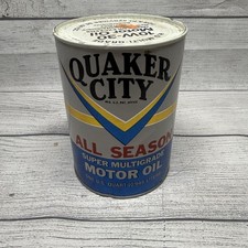 Vintage Quaker City Motor Oil FULL Quart Can All Season Super Multigrade 10W-30 picture