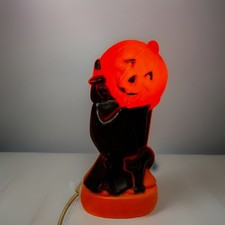 Vintage General Foam Plastics Halloween Blow Mold Witch Black Cat Pumpkin Decor picture