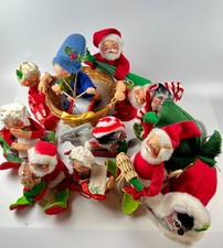 Lot of 10 Vintage Annalee Mobilitee Christmas decoration ornament Santa 1960-80s picture