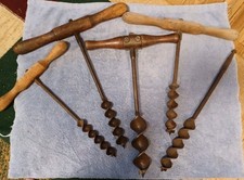 T Handle Wood Drills LOT of 5 Timber Frame Boring vintage auger barn beam Used picture