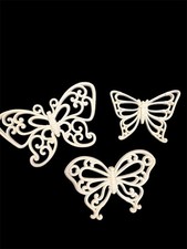 Vintage 1970s White Homco Plastic Butterfly Wall Decor Pieces Set of 3 MCM USA picture