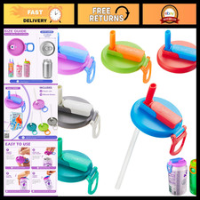 6 Pack Soda Can Lids with Straws - Reusable Silicone Covers, BPA-Free, Spill-Pro picture