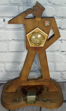 antique 1930's wood folk Art Deco CLOCK WHISTLE COP w old ashtray WORKS picture