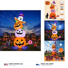 20ft Tall Halloween Pumpkin Ghost Inflatable with 7 LED Lights Outdoor Yard picture