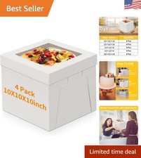 Elegant 10-Inch Cake Boxes - 4 Pack Recyclable Carrier with Clear Display Window picture
