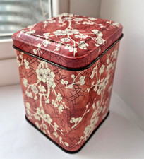 Vintage 60s Collectible Floral Daher Tin made in England cherry blossoms 4” tall picture