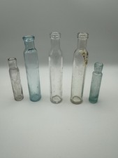 Five Small Cylinder Style Antique Glass Bottles/Vials picture