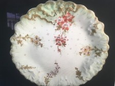 Antique French Handpainted and Hand Applied Gold Paste Art Plate Well Marked  picture