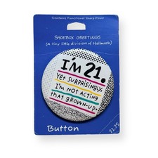 VTG 21st Birthday Pinback Button, 