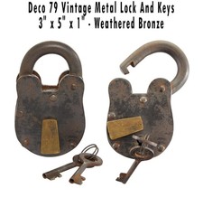Deco 79 Vintage Metal Lock  and Keys, 3