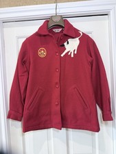 Vintage Boy Scouts Of America Official Red Wool Button Jacket Size  M White Bull picture