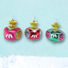 Set of 6 Vintage Retro Spin Top Ornaments Christmas Decor *SHIPS WITHIN 10 DAYS* picture