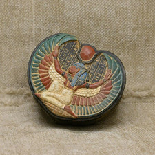 Rare Authentic Ancient Egyptian Antiquities Isis Colored Jewelry Box Egyptian BC picture