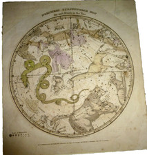 ANTIQUE NORTHERN CIRCUMPOLAR MAP STARS CEPHEUS PERSESUS BY ELIJAH BURRITT 1835 picture