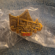 Vintage 1985 NFL Super Bowl XIX Press Pin 49ers vs Dolphins Sealed Mint  picture