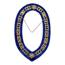 Masonic Regalia Master Mason GOLD/ PLATED Chain Collar BLUE Backing DMR-400GB picture